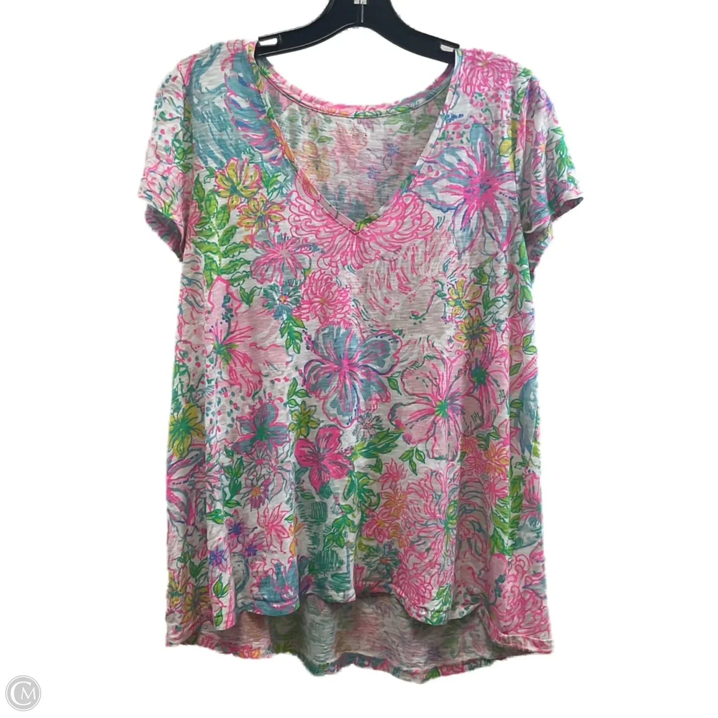 Top Short Sleeve By Lilly Pulitzer In Pink & White, Size: L