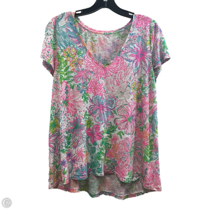 Top Short Sleeve By Lilly Pulitzer In Pink & White, Size: L