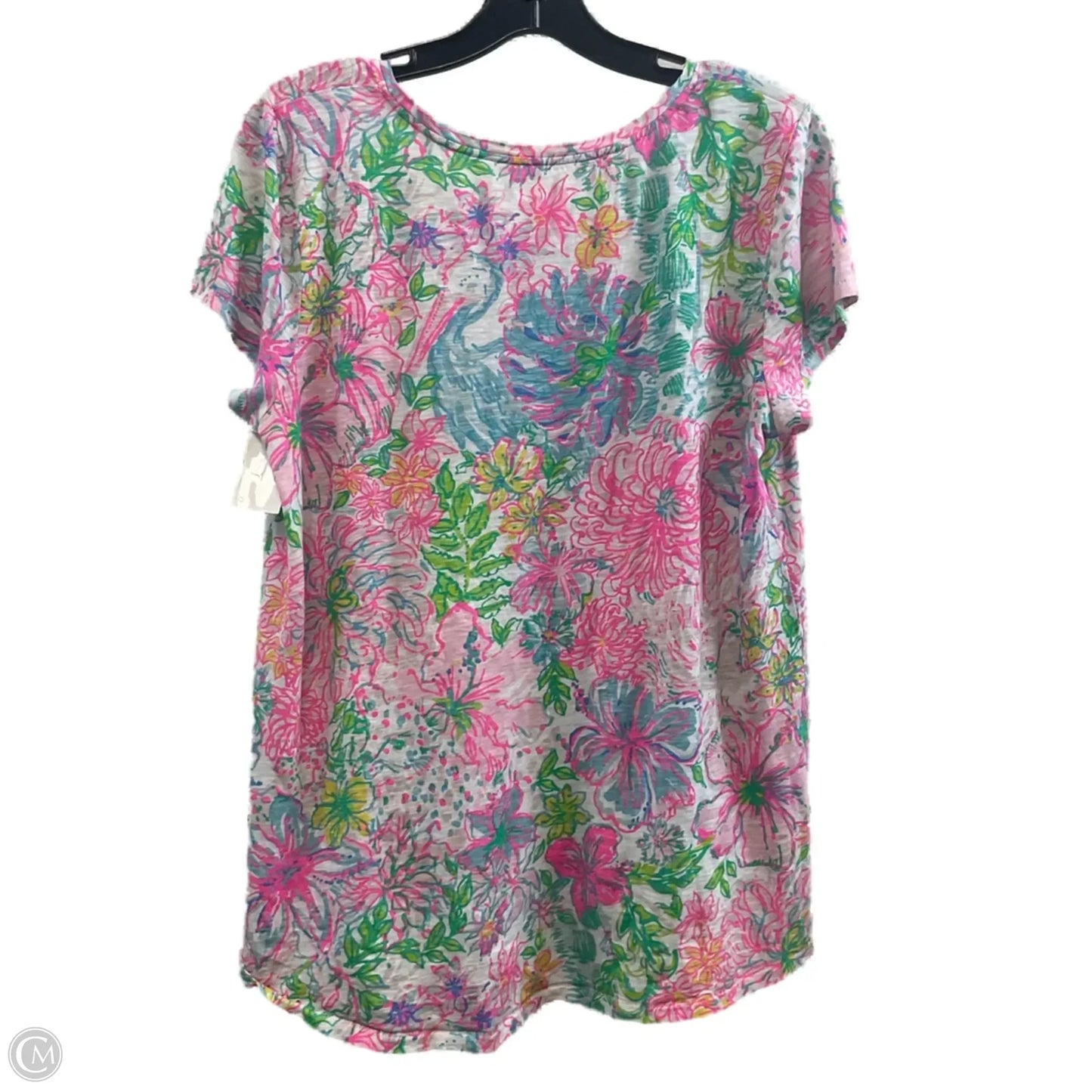 Top Short Sleeve By Lilly Pulitzer In Pink & White, Size: L