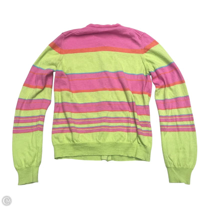 Sweater Cardigan Cashmere By Saks Fifth Avenue In Green & Pink, Size: M