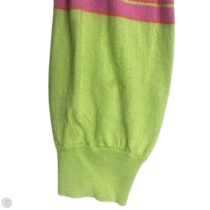Sweater Cardigan Cashmere By Saks Fifth Avenue In Green & Pink, Size: M